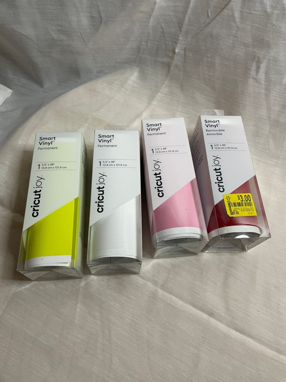 Cricut Joy Smart Vinyl Rolls - Neon Yellow, White, Light Pink, Cardinal Red